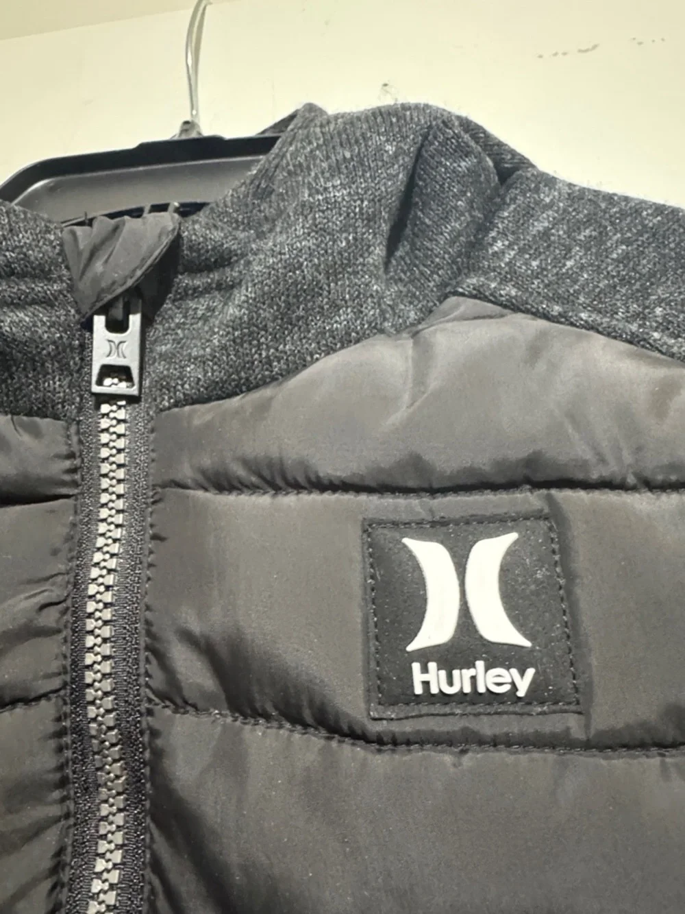 Hurley Kids Black Quilted Puffer Hoodie Jacket, Sz Small (7/8)